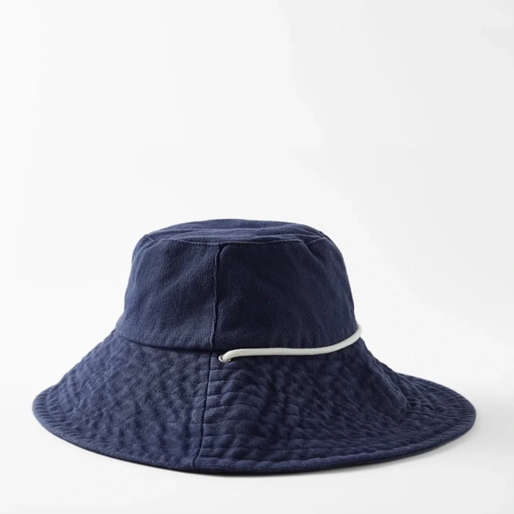 NWT ZARA COTTON BUCKET HAT NAVY SMALL